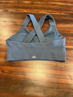 ALO Yoga Women's Cross-Back Sports Bra in Slate Blue